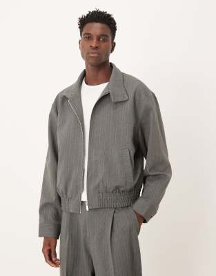 Asos Design Oversized Blouson Jacket In Gray