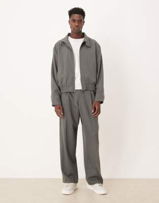 Asos Design Oversized Blouson Jacket In Gray