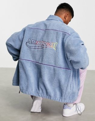 ASOS DESIGN oversized blue teddy borg track jacket