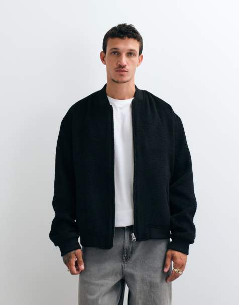 ASOS DESIGN oversized bomber i ulllook i svart - view 1