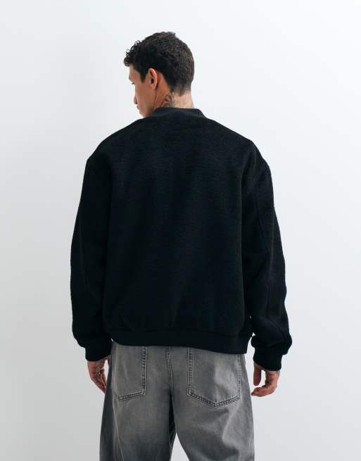 ASOS DESIGN oversized bomber i ulllook i svart, 5 av 5