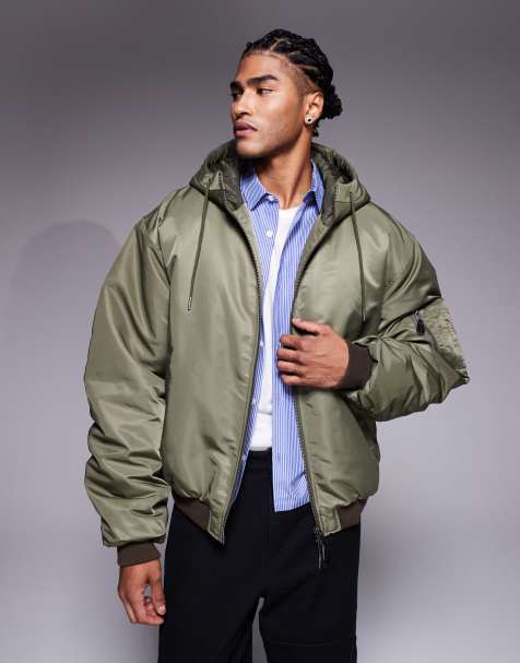 ASOS DESIGN oversized bomber in green - view 1