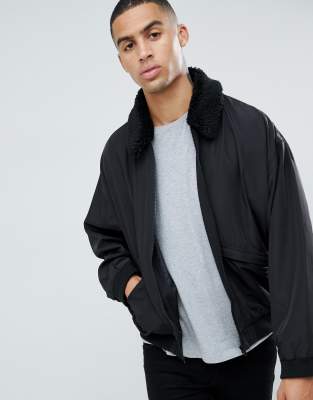 asos design bomber jacket in black