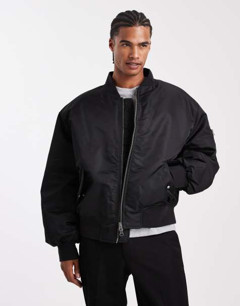 ASOS DESIGN oversized bomber jacket in black - view 1