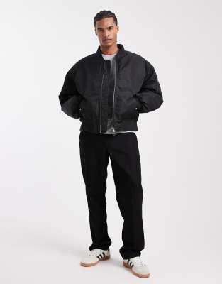 Asos Design Oversized Bomber Jacket In Black