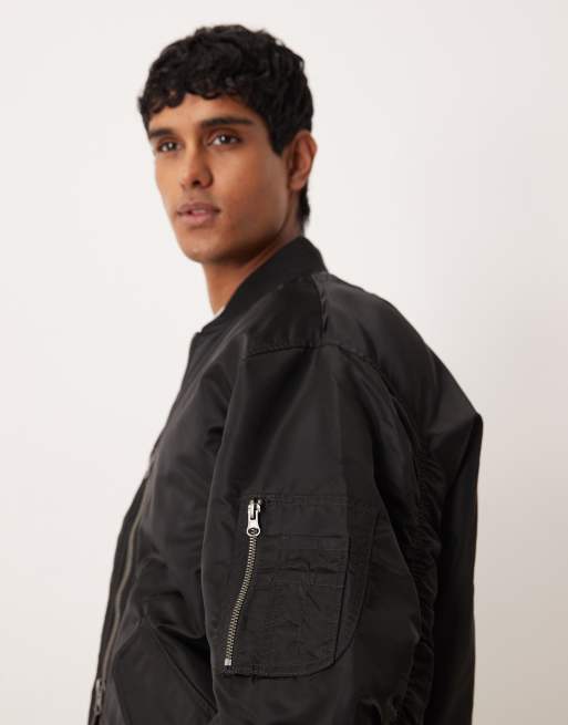 ASOS DESIGN oversized bomber jacket in black, 4 of 5