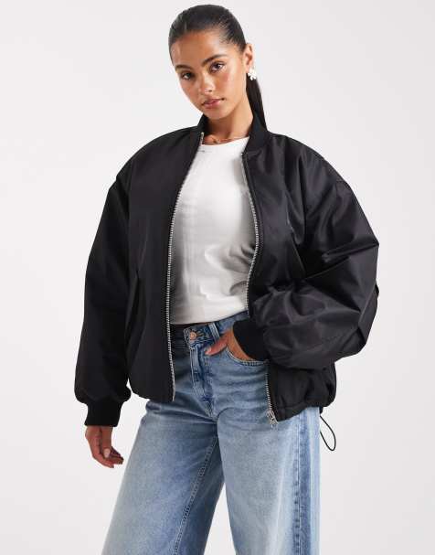 ASOS DESIGN oversized bomber jacket in black - view 1
