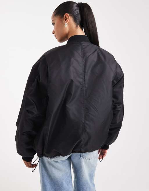 ASOS DESIGN oversized bomber jacket in black