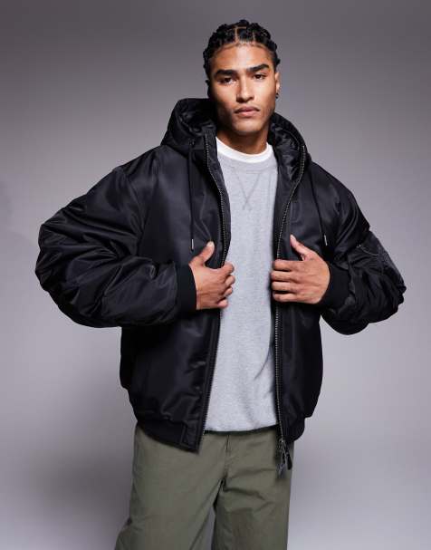 ASOS DESIGN oversized bomber jacket in black - view 1