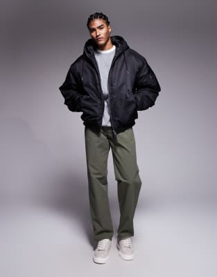 Asos Design Oversized Bomber Jacket In Black
