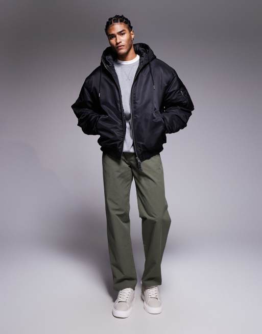 ASOS DESIGN oversized bomber jacket in black