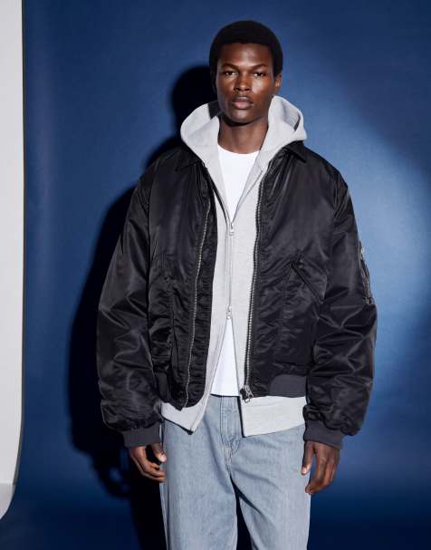 ASOS DESIGN oversized bomber jacket in black - view 1