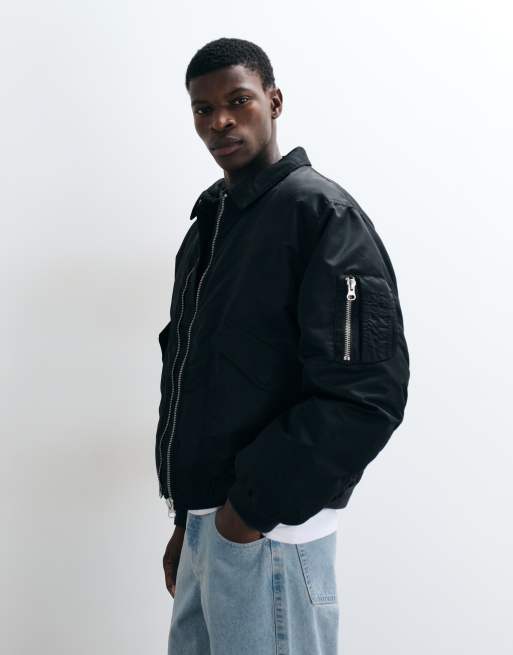 ASOS DESIGN oversized bomber jacket in black, 4 of 5