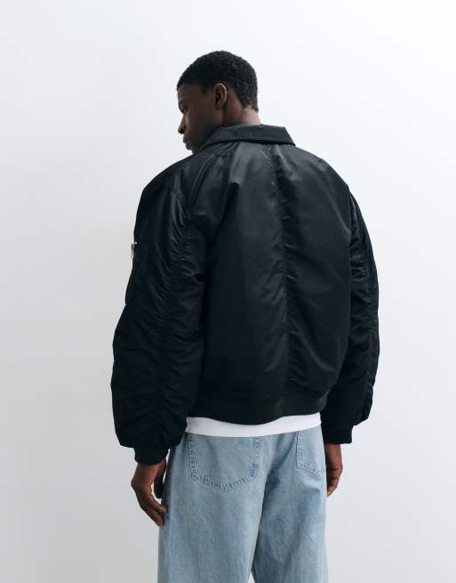 ASOS DESIGN oversized bomber jacket in black, 5 of 5