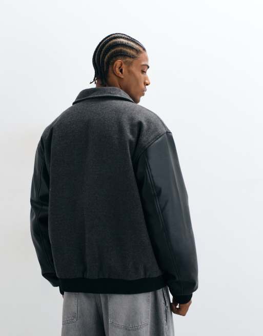 ASOS DESIGN oversized bomber jacket in black, 3 of 5