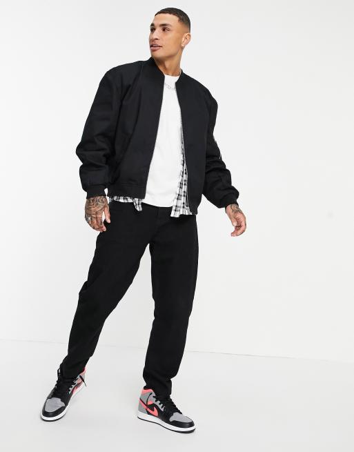 Asos black 2024 bomber jacket