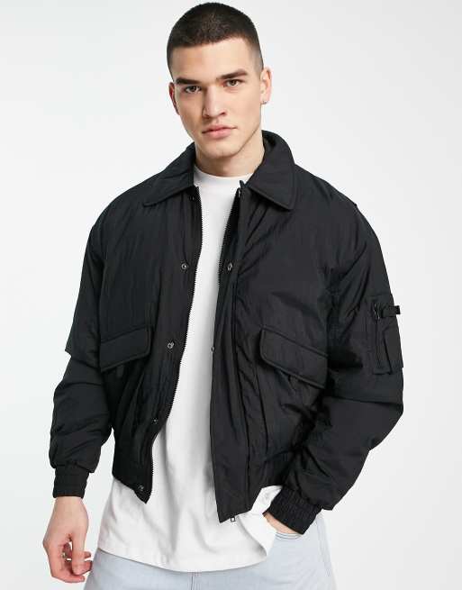 ASOS DESIGN oversized bomber jacket in black | ASOS