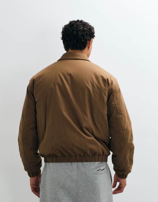 ASOS DESIGN Oversized bomber jacket in brown, 5 of 5