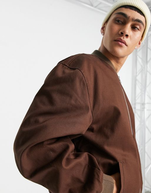ASOS DESIGN bomber jacket in brown