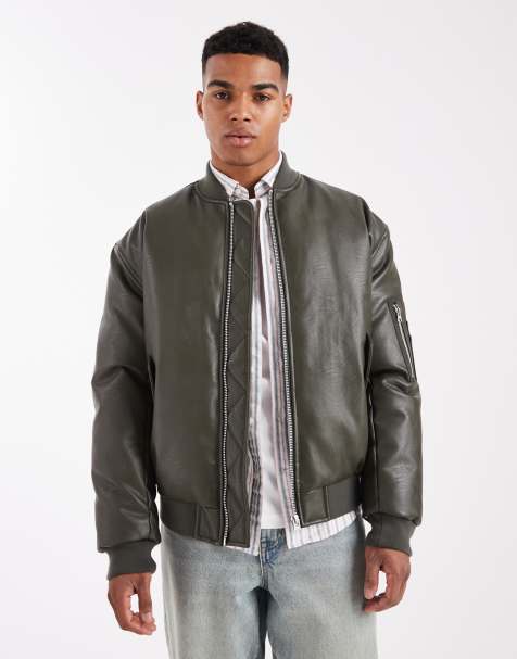 ASOS DESIGN oversized bomber jacket in green - view 1