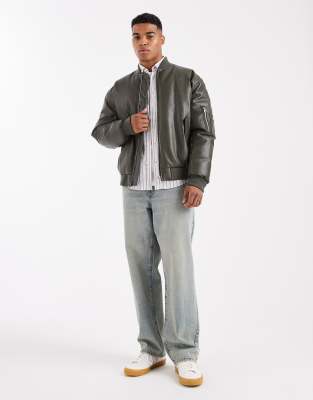 Asos Design Oversized Bomber Jacket In Green