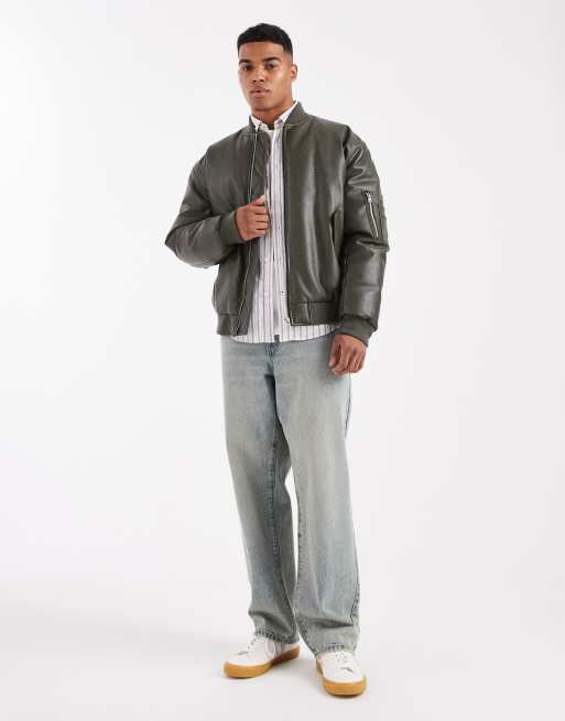 ASOS DESIGN oversized bomber jacket in green