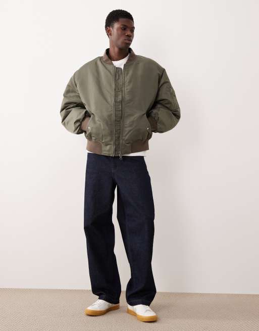 ASOS DESIGN oversized bomber jacket in khaki
