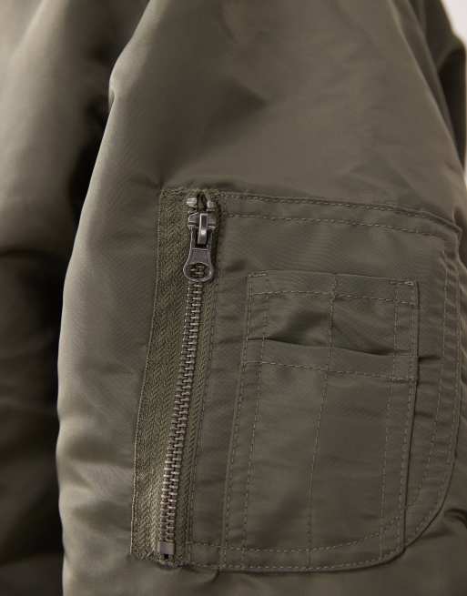 ASOS DESIGN oversized bomber jacket in khaki