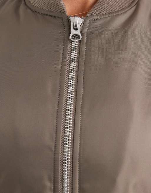 ASOS DESIGN oversized bomber jacket in khaki, 4 of 4