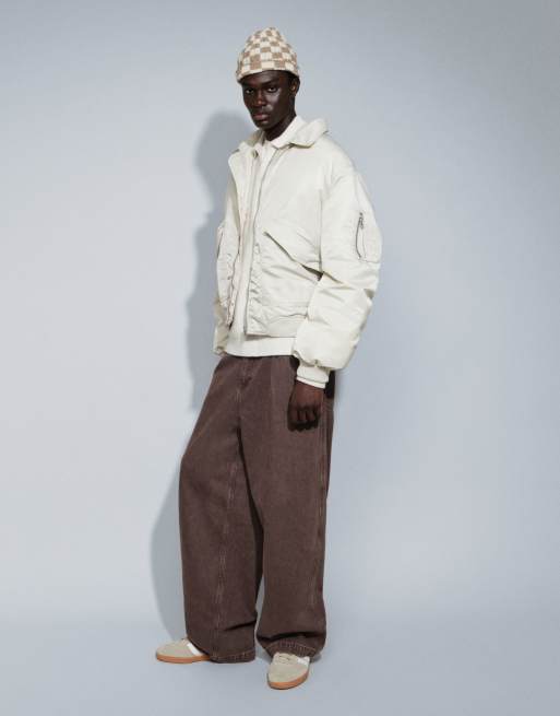 ASOS DESIGN oversized bomber jacket in neutral, 3 of 9