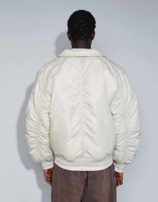 ASOS DESIGN oversized bomber jacket in neutral, 4 of 9
