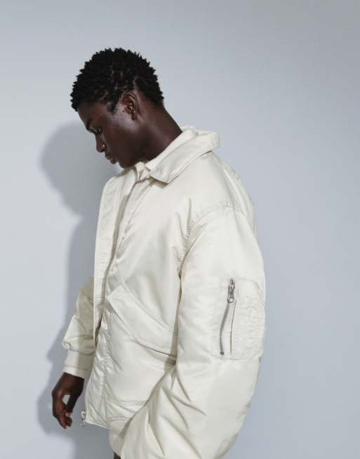 ASOS DESIGN oversized bomber jacket in neutral, 5 of 9