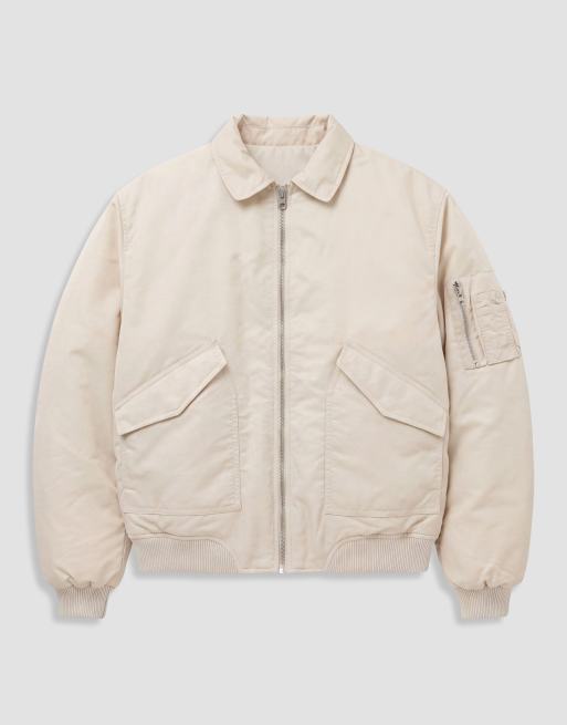 ASOS DESIGN oversized bomber jacket in neutral, 6 of 9