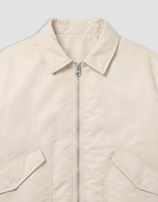 ASOS DESIGN oversized bomber jacket in neutral, 8 of 9