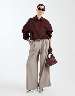 Asos Design Oversized Bomber Jacket In Burgundy