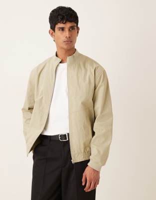 Asos Design Oversized Bomber Jacket In Neutral