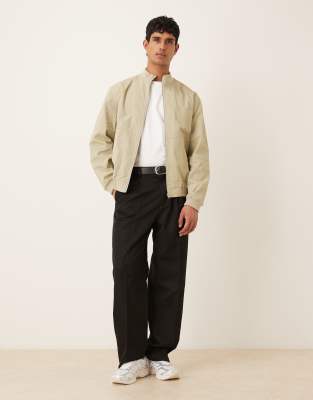 Asos Design Oversized Bomber Jacket In Neutral