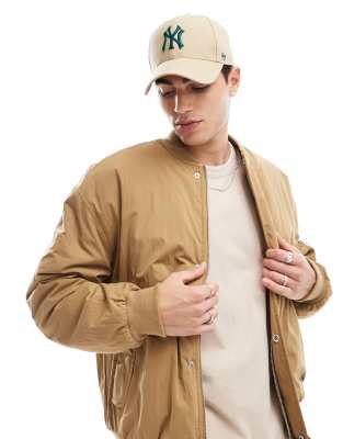 oversized bomber jacket in tan-Brown