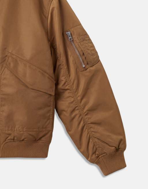 ASOS DESIGN oversized bomber jacket in tan, 9 of 9