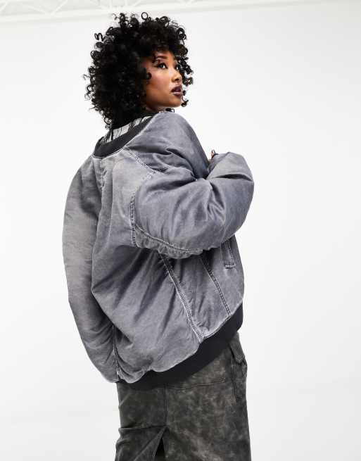 Weekday Destiny bomber jacket in light grey