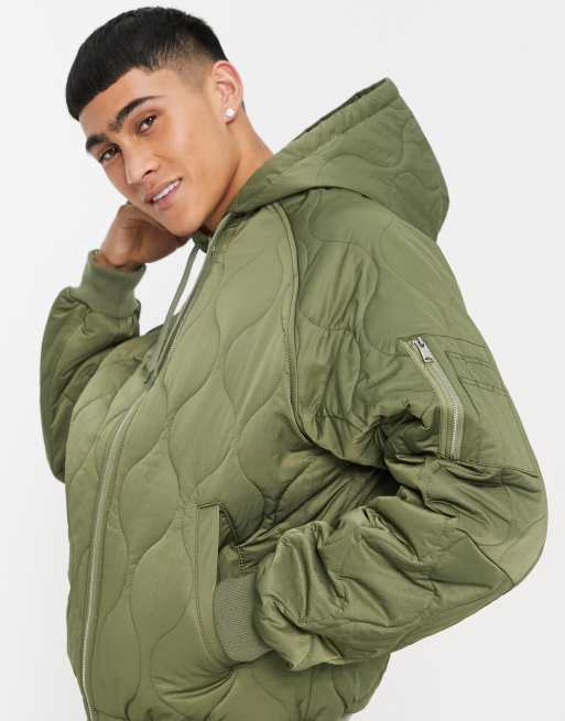 ASOS DESIGN lightweight bomber jacket in green