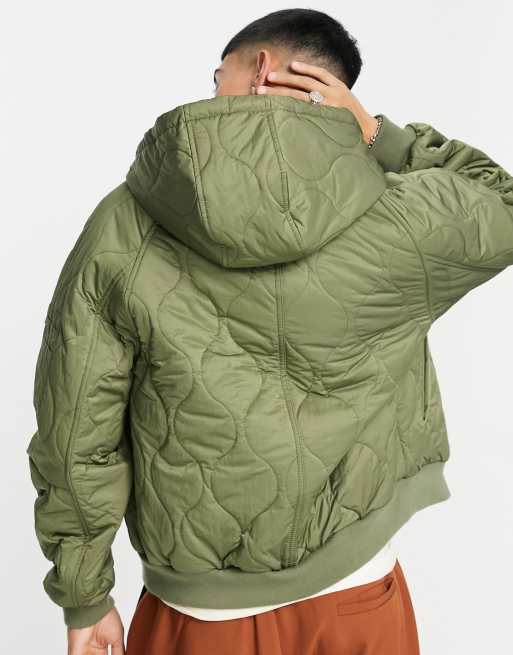 Green bomber on sale jacket with hood