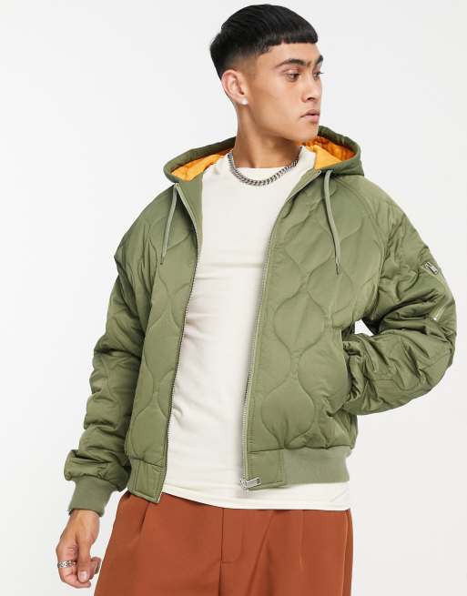 ASOS DESIGN lightweight bomber jacket in green