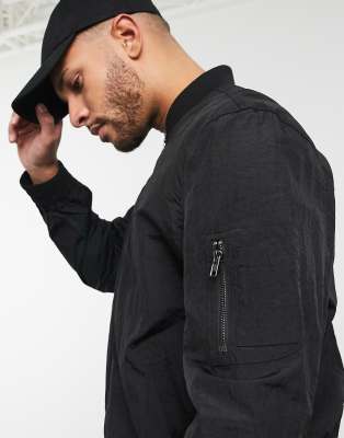 asos design bomber jacket in black