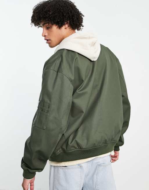 ASOS DESIGN extreme oversized bomber jacket with MA1 pocket in brown