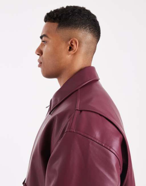 ASOS DESIGN - Oversized bomberjack in bordeauxrood, 4 van 5