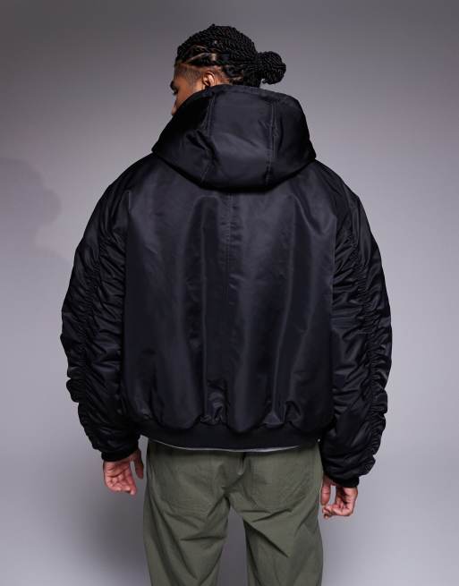 ASOS DESIGN - Oversized bomberjack in zwart, 3 van 5