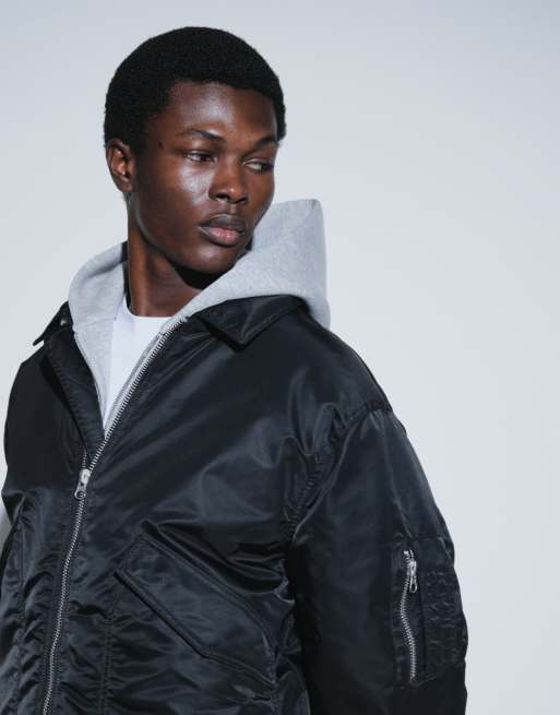 ASOS DESIGN - Oversized bomberjack in zwart, 4 van 5