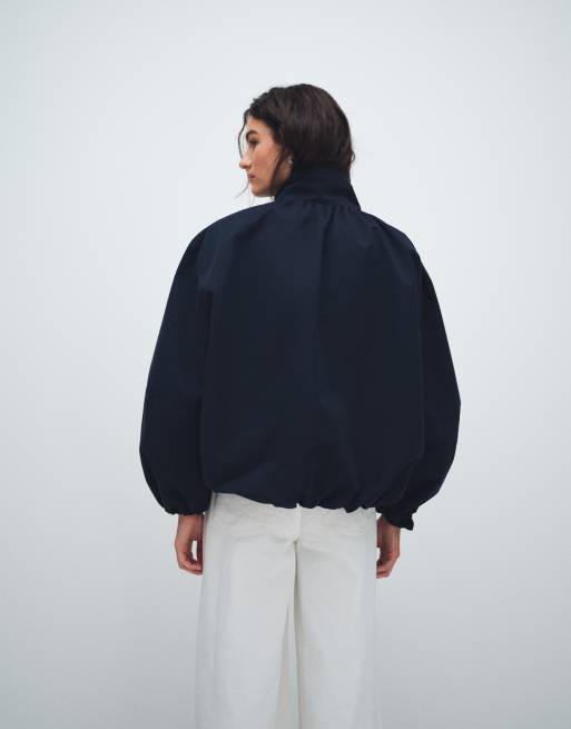 ASOS DESIGN - Oversized bomberjack met opstaande boord en pofzoom in marineblauw, 4 van 7