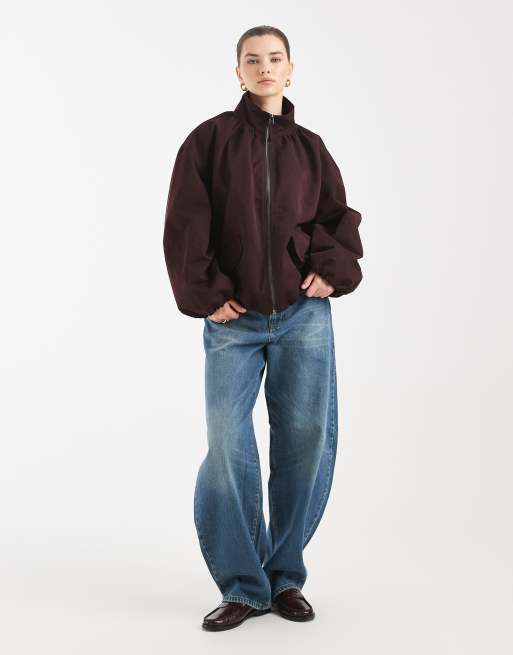 ASOS DESIGN - Oversized bomberjack met opstaande boord en pofzoom in paars, 2 van 4
